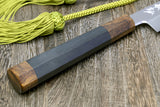 Yoshihiro Hiryu Ginsan High Carbon Stainless Steel Petty Kiritsuke Utility Knife Ebony Handle with Nuri Saya Cover