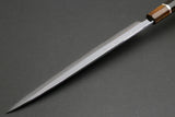 Yoshihiro Ginsanko Mirror Polished Stain Resistant Steel Yanagi Sushi Sashimi Japanese Knife Ebony Handle with Silver Ring