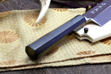Yoshihiro Honyaki Mirror-Polished Blue Steel #2 Edo Usuba Traditional Japanese Vegetable Chopping Chefs Knife Ebony wood Handle