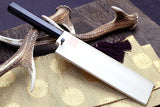 Yoshihiro Honyaki Mirror-Polished Blue Steel #2 Edo Usuba Traditional Japanese Vegetable Chopping Chefs Knife Ebony wood Handle