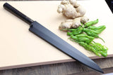 Yoshihiro Suminagashi Blue Steel #1 Yanagi Sushi Sashimi Japanese Knife Ebony Handle
