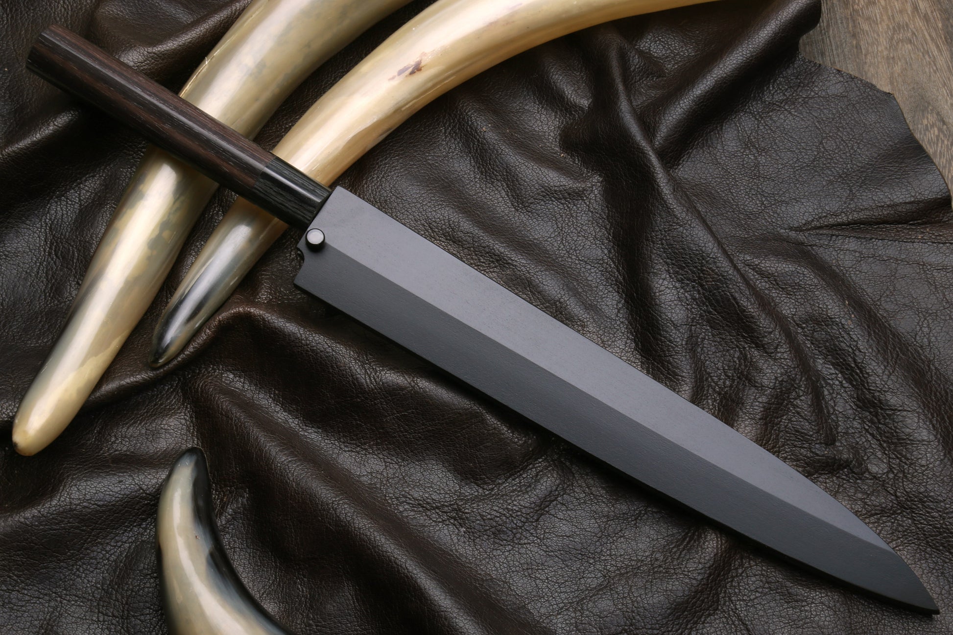 Yoshihiro Inox Stainless Steel Yanagi Sushi Sashimi Japanese Chef Knife Round Rosewood Handle with Nuri Saya Cover