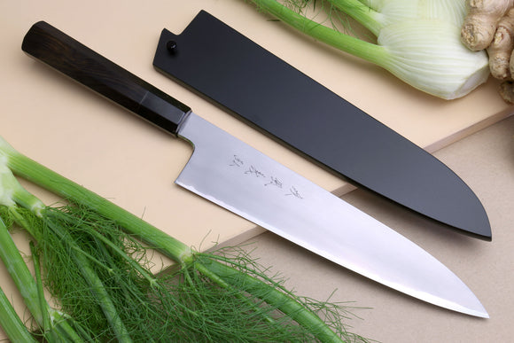 Yoshihiro Special Forged Mizu Yaki Aogami Blue Steel Gyuto Chef Knife Ebony Handle