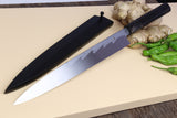 Yoshihiro Suminagashi Blue Steel #1 Yanagi Sushi Sashimi Japanese Knife Ebony Handle
