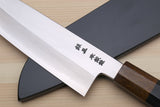 Yoshihiro Hiryu Ginsan High Carbon Stainless Steel Santoku Multipurpose Knife Ebony Handle with Nuri Saya Cover