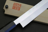 Yoshihiro Mizu Yaki Honyaki Aoko Blue Steel Mirror Polished Sakimaru Takobiki Sushi Knife Ebony Handle