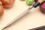 Yoshihiro VG-10 46 Layers Hammered Damascus Santoku Knife Japanese Multipurpose Chef Knife (Octagonal Ambrosia Handle)