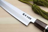 Yoshihiro Hiryu Ginsan High Carbon Stainless Steel Petty Utility Knife Silver Ring Ebony Handle with Nuri Saya Cover