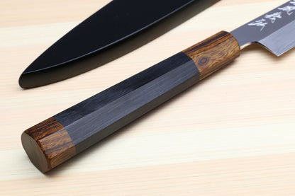 Yoshihiro Hiryu Ginsan High Carbon Stainless Steel Petty Utility Knife Ebony Handle with Nuri Saya Cover