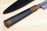 Yoshihiro Hiryu Ginsan High Carbon Stainless Steel Petty Utility Knife Ebony Handle with Nuri Saya Cover