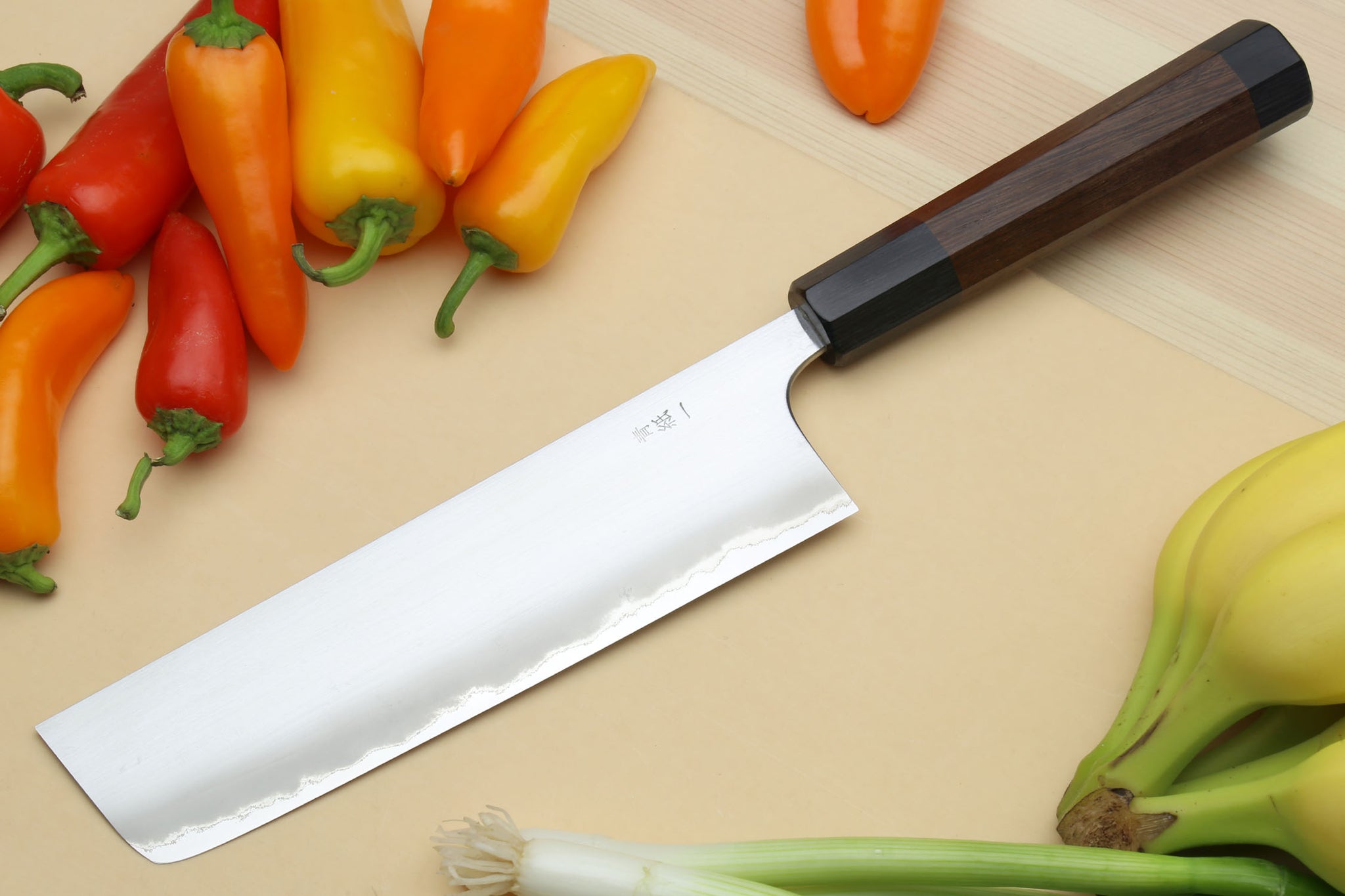 Yoshihiro White Steel #1 Stainless Clad Nakiri Vegetable Knife