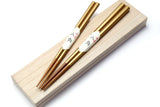 Japanese Premium Chopsticks Gold 2pc with fine Japanese Paulownia wood case
