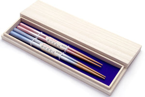 Yoshihiro Premium Cherrywood Pink & Purple Sakura Chopsticks Set Comes With Fine Paulownia Wood Case
