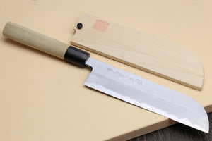 Yoshihiro Kasumi White Steel Kama Usuba Traditional Japanese Vegetable Chopping Chef Knife, Magnolia Handle