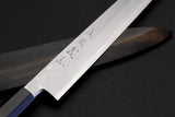 Yoshihiro Suminagashi Blue Steel #1 Yanagi Sushi Sashimi Japanese Knife Ebony Handle with Ebony Saya