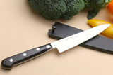 Yoshihiro High Speed Steel Petty Utility Chefs Knife (Black Pakkawood Handle)