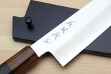Yoshihiro Hiryu Ginsan High Carbon Stainless Steel Kiritsuke Multipurpose Knife Ebony Handle with Nuri Saya Cover