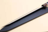 Yoshihiro Hayate ZDP-189 Super High Carbon Stainless Steel Sujihiki Kiritsuke Slicer Knife Premium Ebony Handle with Sterling Silver Ring Nuri Saya Cover