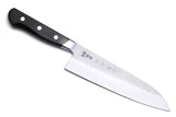 Yoshihiro Aoko Blue Steel Stainless Clad Santoku Japanese Knife 7'' (180mm) Black Pakkawood Handle