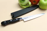 Yoshihiro Aoko Blue Steel Stainless Clad Petty Japanese Knife 5.3'' (135mm) Black Pakkawood Handle