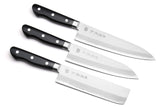 Yoshihiro VG-10 Gold Stainless Steel 3PC Knife Set (Santoku 7 in (180mm), Nakiri 6.5 in (165mm), Gyuto 8.25 in(210mm))
