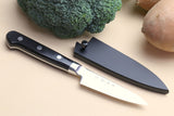 Yoshihiro High Speed Steel Paring 3.2'' (80mm) Utility Peeling Knife (Black Pakkawood Handle)