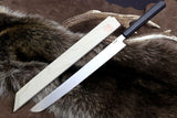 Yoshihiro Mizu Yaki Honyaki Mirror-Finished White Steel Sakimaru Takobiki Sushi Sashimi Japanese Knife Ebony Handle