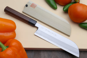 Yoshihiro Hongasumi Blue Steel Kama Usuba Traditional Japanese Vegetable Chopping Chef Knife, Rosewood Handle
