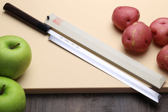 Yoshihiro Kasumi White Steel Takobiki Sushi Sashimi Slicing Japanese Chef Knife Rosewood handle