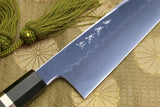 Yoshihiro Mizu Yaki Honyaki Shiroko White Steel #2 Mirror Polished Gyuto Japanese Chef Knife with Triple Nickel Silver Ring Ebony Handle