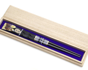 Japanese Premium Ebony Wood Chopsticks Fukiurushi Lacquered Kano Sanraku Gold Tiger with Paulownia Wooden Box