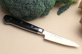 Yoshihiro High Speed Steel Paring 3.2” (80mm) Utility Peeling Knife (Black Pakkawood Handle)