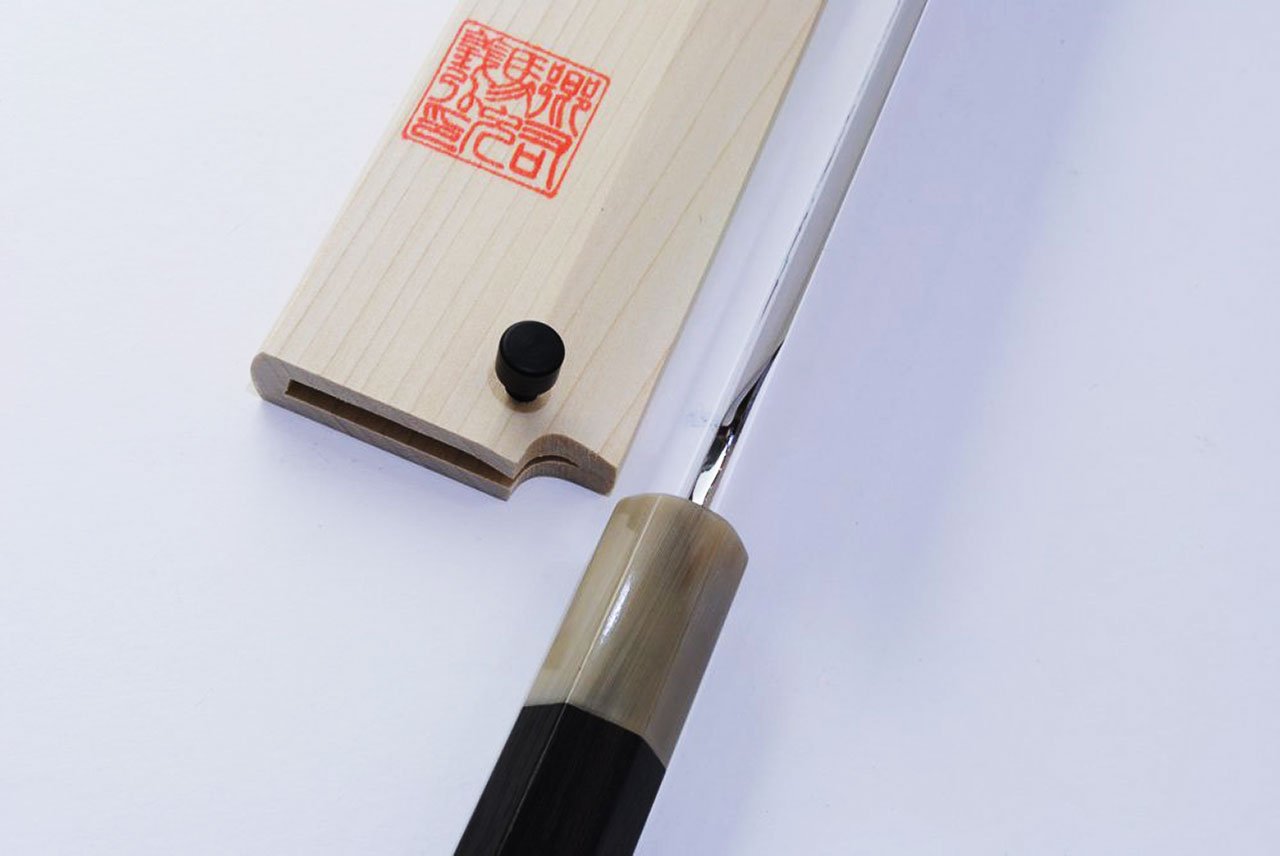 Yoshihiro Honyaki Mirror Finished White Steel Yanagi Kiritsuke Sushi Sashimi Japanese Knife Ebony Handle