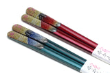 Japanese Premium Chopsticks Fukiurushi lacquered Mt. Fuji Glitter with Paulownia Wooden Box