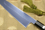 Yoshihiro Mizu Yaki Honyaki Shiroko White Steel #2 Mirror Polished Gyuto Japanese Chef Knife with Triple Nickel Silver Ring Ebony Handle