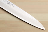 Yoshihiro Hiryu Ginsan High Carbon Stainless Steel Petty Utility Knife Silver Ring Ebony Handle with Nuri Saya Cover