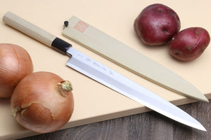 Yoshihiro Hongasumi Blue Steel Yanagi Sushi Sashimi Japanese Knife Magnolia Handle