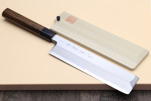 Yoshihiro Hongasumi Blue Steel Edo Usuba Traditional Japanese Vegetable Chopping Chef Knife, Rosewood Handle