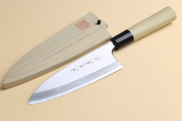 Yoshihiro Left Handed Kasumi White Steel Deba Fish Fillet Knife Magnolia Handle