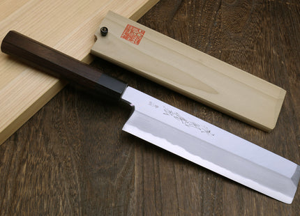 Yoshihiro Aonamiuchi Blue Steel Edo Usuba Japanese Vegetable Knife Shitan Rosewood