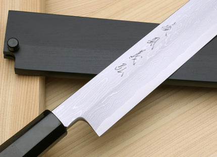 Yoshihiro Hayate Suminagashi Blue Steel #1 Yanagi Kiritsuke Sushi Sashimi Japanese Knife Ebony Handle