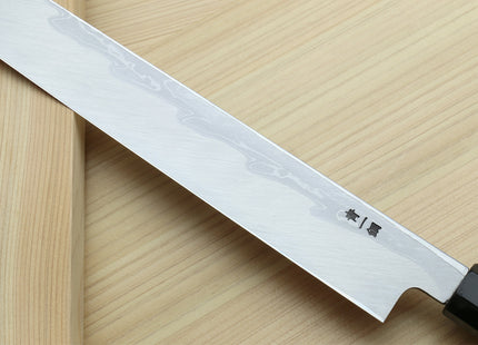 Yoshihiro Hayate Suminagashi Blue Steel #1 Yanagi Kiritsuke Sushi Sashimi Japanese Knife Ebony Handle