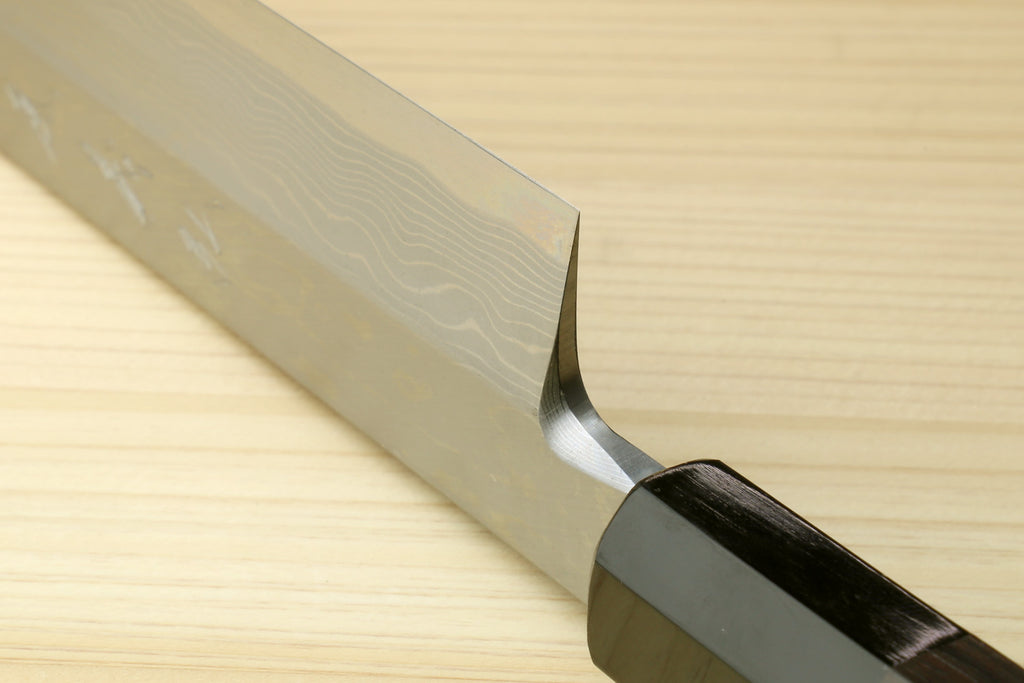 Yoshihiro Hayate Suminagashi Blue Steel #1 Yanagi Kiritsuke Sushi Sashimi Japanese Knife Ebony Handle