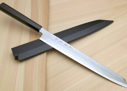 Yoshihiro Hayate Suminagashi Blue Steel #1 Yanagi Kiritsuke Sushi Sashimi Japanese Knife Ebony Handle