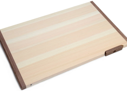 Yoshihiro Hinoki Cypress Anti-bacterial Japanese Natural Wooden Professional Grade Cutting Board with Anti Twisting Walnut Rim