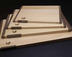Yoshihiro Hinoki Cypress Anti-bacterial Japanese Natural Wooden Professional Grade Cutting Board with Anti Twisting Walnut Rim