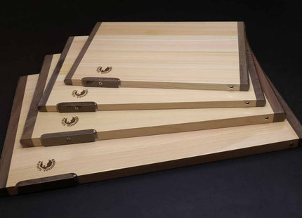 Yoshihiro Hinoki Cypress Anti-bacterial Japanese Natural Wooden Professional Grade Cutting Board with Anti Twisting Walnut Rim