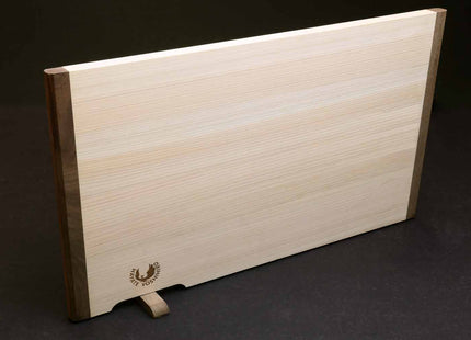 Yoshihiro Hinoki Cypress Anti-bacterial Japanese Natural Wooden Professional Grade Cutting Board with Anti Twisting Walnut Rim