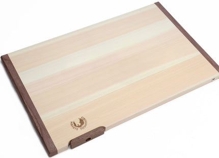 Yoshihiro Hinoki Cypress Anti-bacterial Japanese Natural Wooden Professional Grade Cutting Board with Anti Twisting Walnut Rim