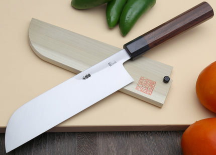 Yoshihiro Hongasumi Blue Steel Kama Usuba Traditional Japanese Vegetable Chopping Chef Knife, Rosewood Handle